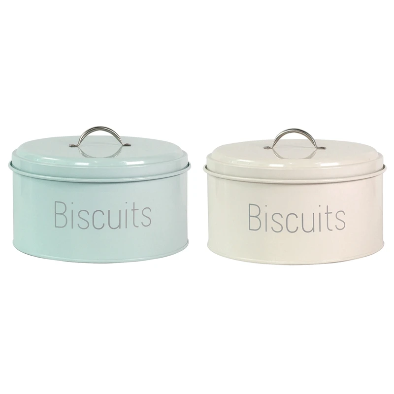 

2X Cake Storage Box Candy Jar Melon Seed Nut Cookies Storage Box Moistureproof Sealing Ring Creamy-White & Green