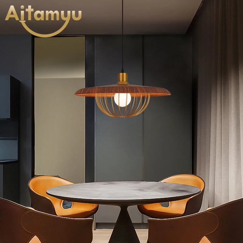 Скандинавская древесина с железными люстрами креативная Подвесная лампа для