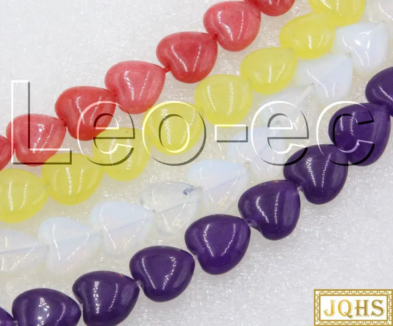 

JQHS 12x12мм в форме сердца желтый красный фиолетовый нефрит Опалит свободная прядь для изготовления ювелирных изделий 15 "V1221