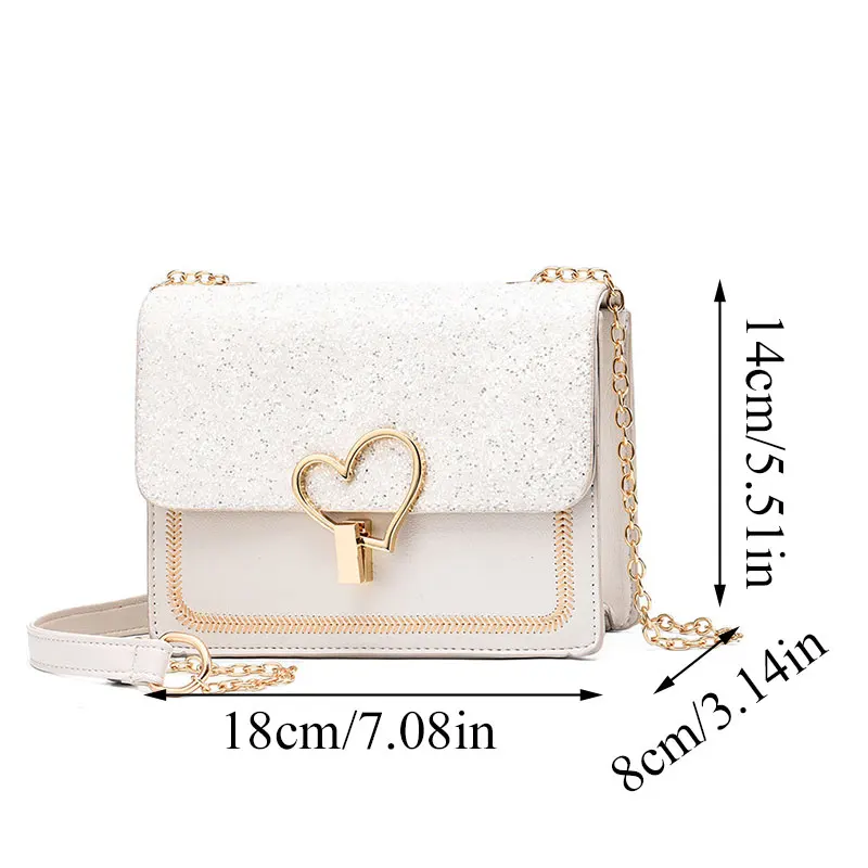Женская винтажная сумка через плечо мягкая с цепочкой и клапаном в виде сердца 2019