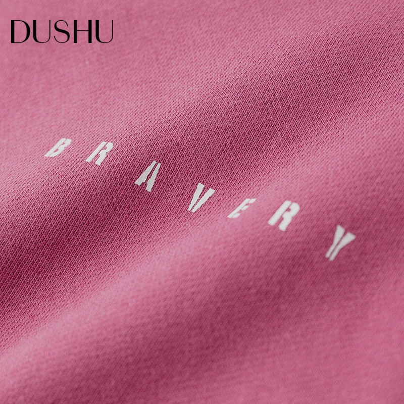 

DUSHU Plus size letter print pink hoodie sweatshirt Women casual oversized hoodies top Spring long sleeve female sweatshirt 2021