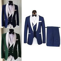custom made gentlemen suits 3 piece cotton blend notched lapel wedding formal blazer men suits leisure suit for man