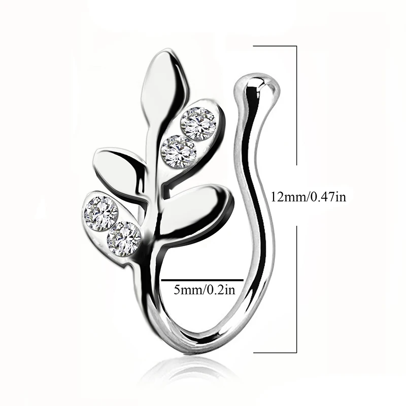 1 шт. хрустальные листья ложная серьга из носового кольца имитация пирсинга тела