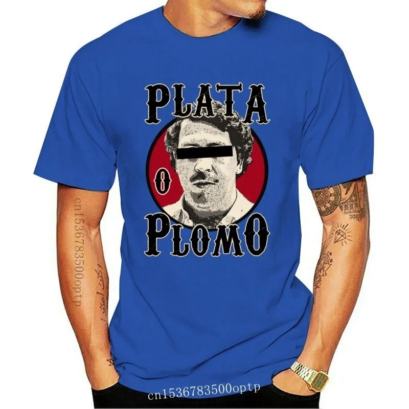 

New Plata O Plomo T-shirt Men Hip Hop Tshirt Pablo Escobar Black T Shirts Colombian Drug Lord Funky Tees Oversized Streetwear To