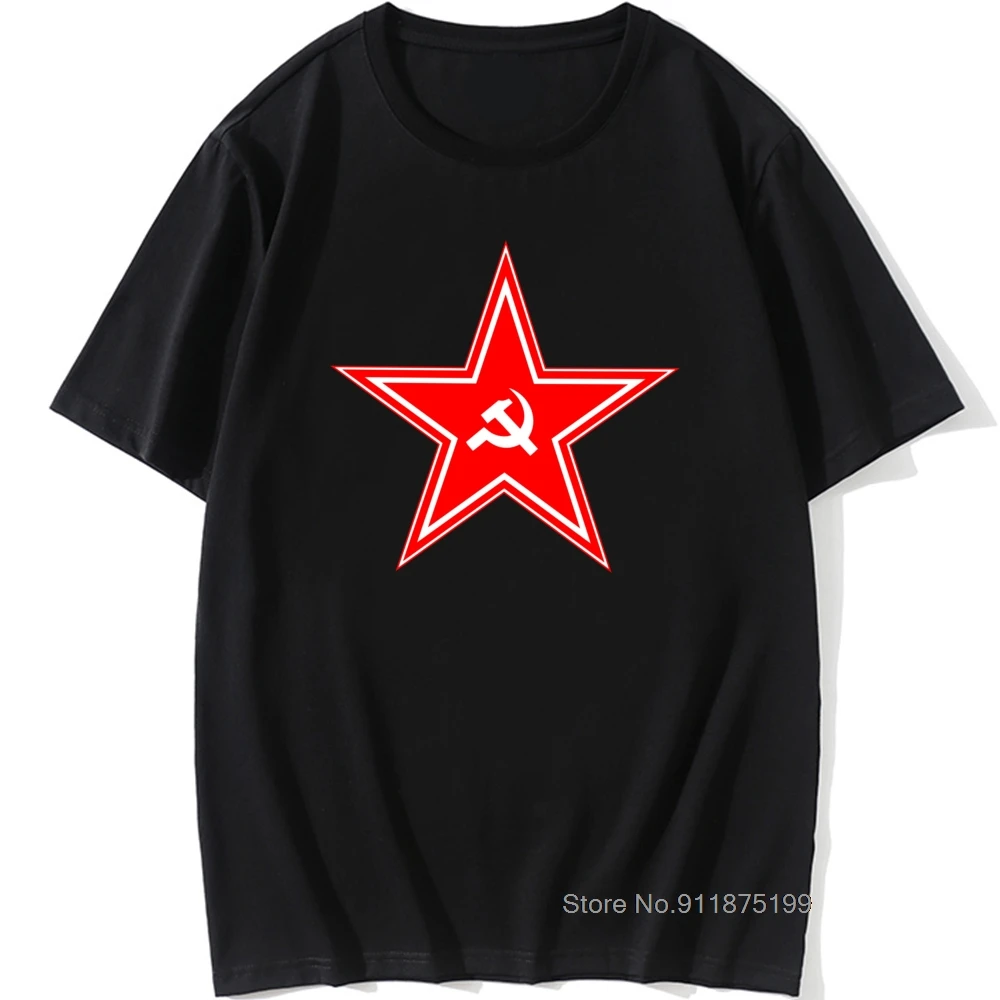 

CCCP Russian T-shirt Men Logo T Shirt Red Star Tshirt 2021 Mens Cotton Black Teeshirt Simple Street Tops Custom Tees Fitness
