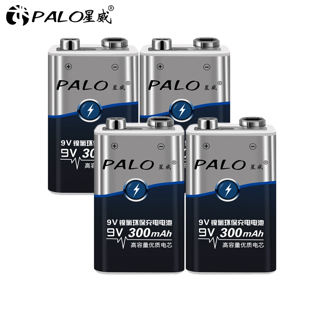 PALO Перезаряжаемые 9V 6F22 Батарея металл гидридных или никель 300 mаh 9В гидридного