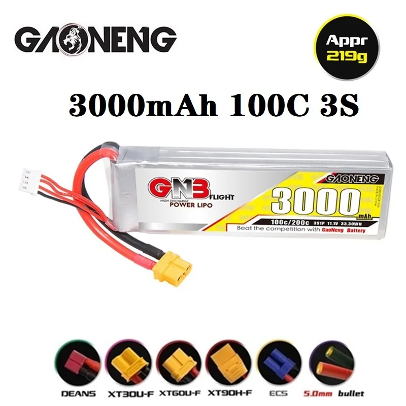 

1/3PCS GNB 3S 11.1V 3000mAh 50C/100C HV Lipo Battery With XT60 XT90 T Plug For FPV Drone RC Helicopter Car Boat UAV RC Parts