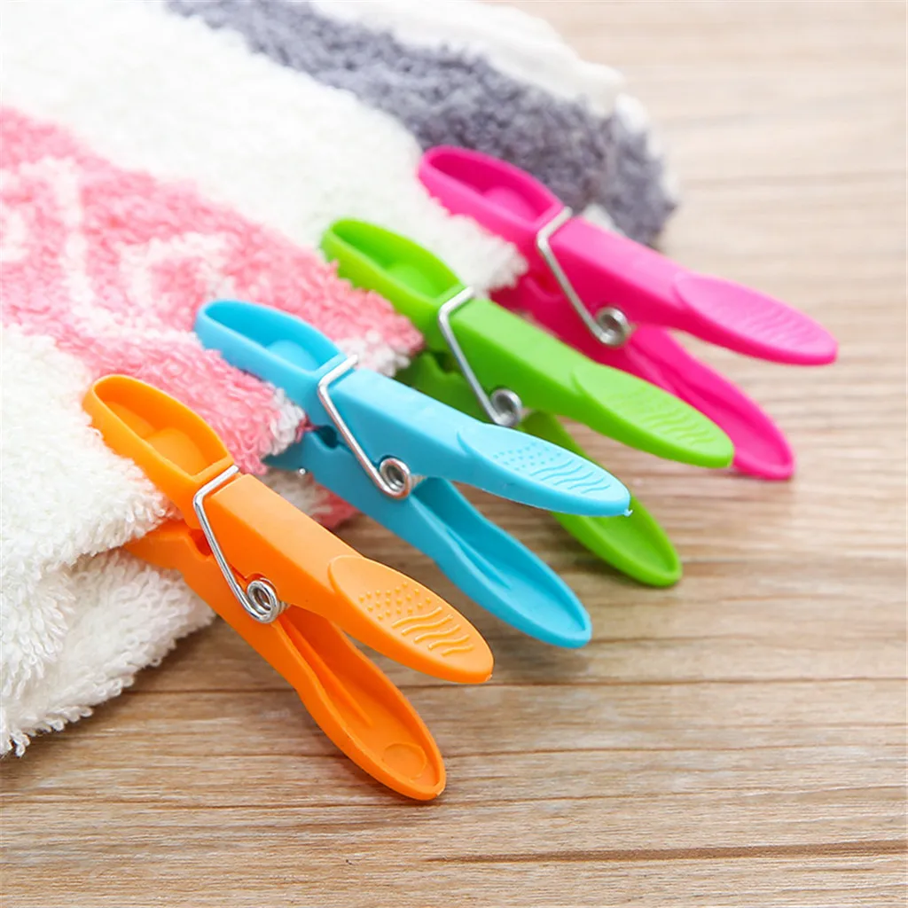 

24Pcs Laundry Clothes Pins Hanging Pegs Clips Plastic Cabides Hangers Racks Clothespins Kitchen Quality Hangers 7.3X1.4cm QE