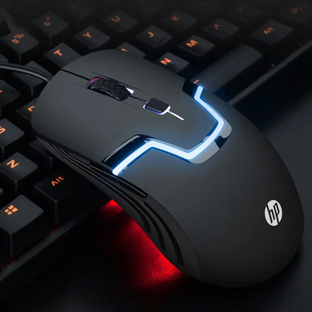 Hp игровая проводная мышь 7 цветов светодиодный светильник мышь с подсветкой 6 кнопок эргономичная регулируемая макро мышь 3200 dpi Бесшумная компьютерная мышь