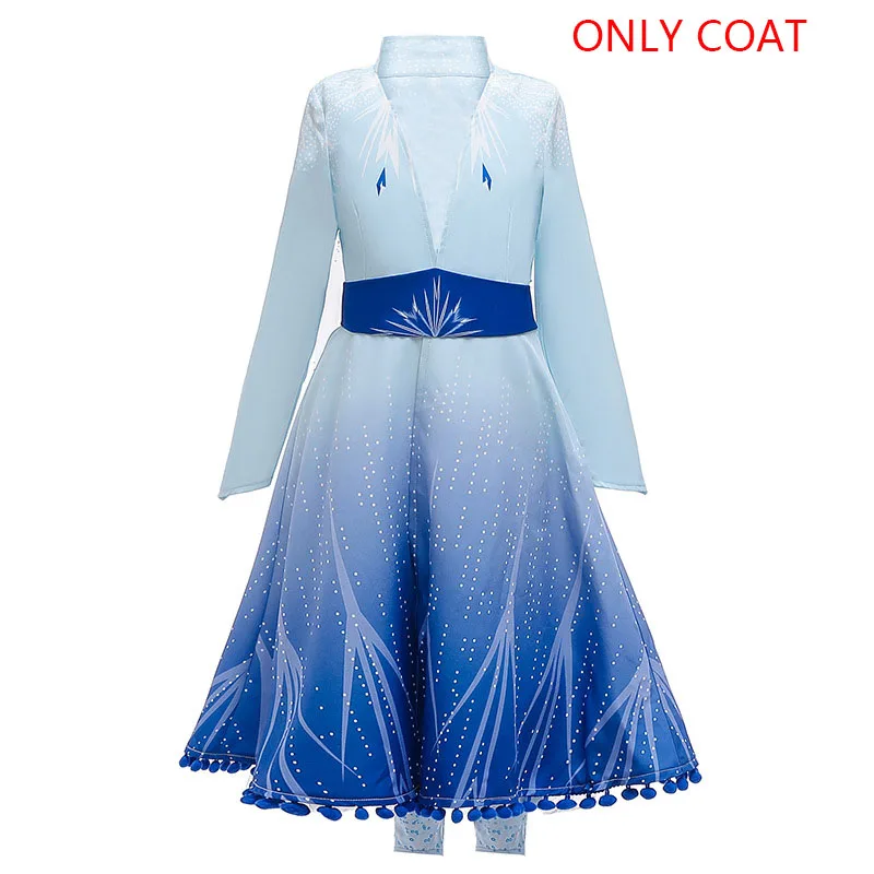 only coat Новинка года; платье Эльзы для девочек; платье принцессы Эльзы для костюмированной вечеринки; 2 платья; Детский костюм на Хеллоуин; детское платье в морском стиле - Цвет: only coat