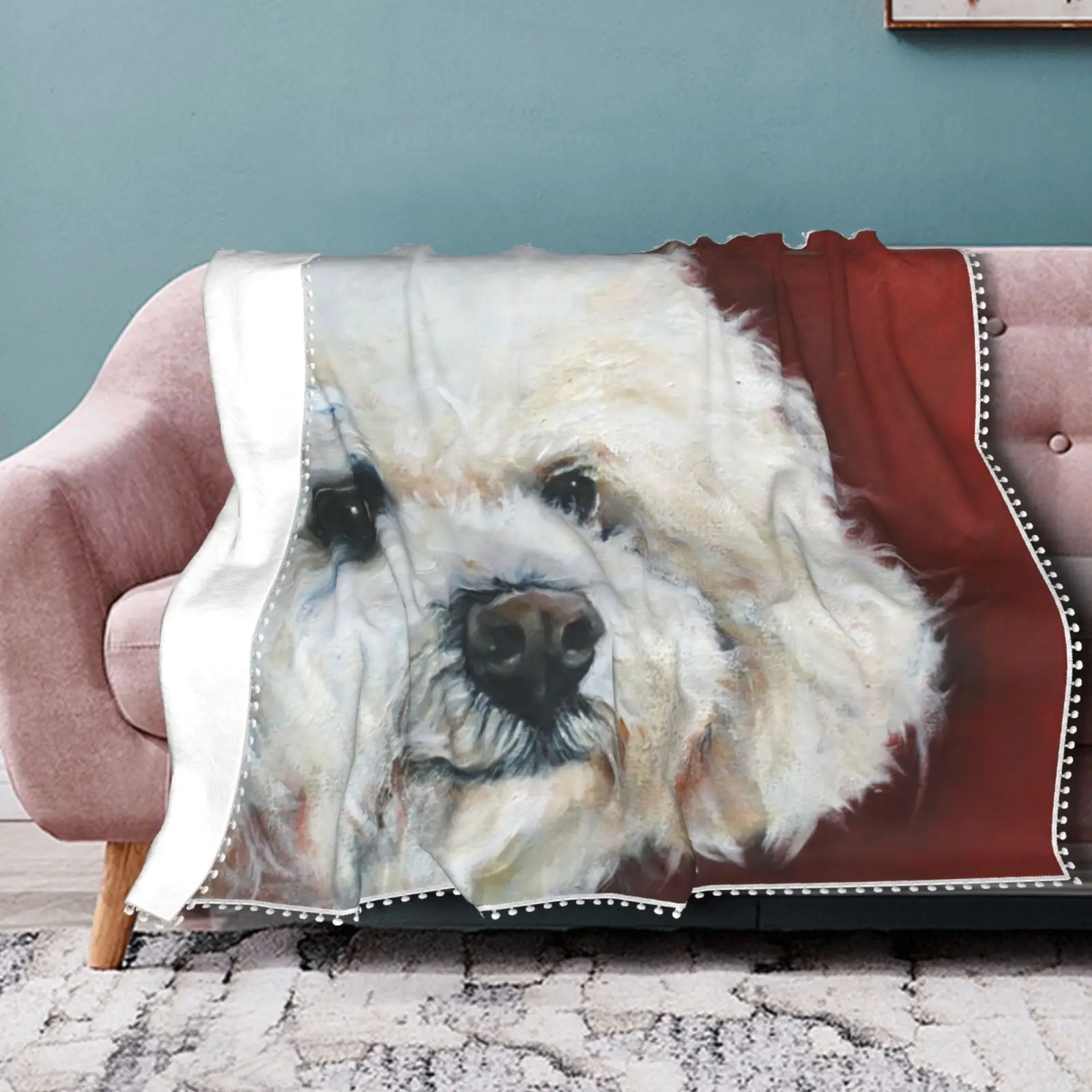 

Poodle Blanket Bed Soft Pom Pom Blanket Cheap Luxury Fleece Bedspread