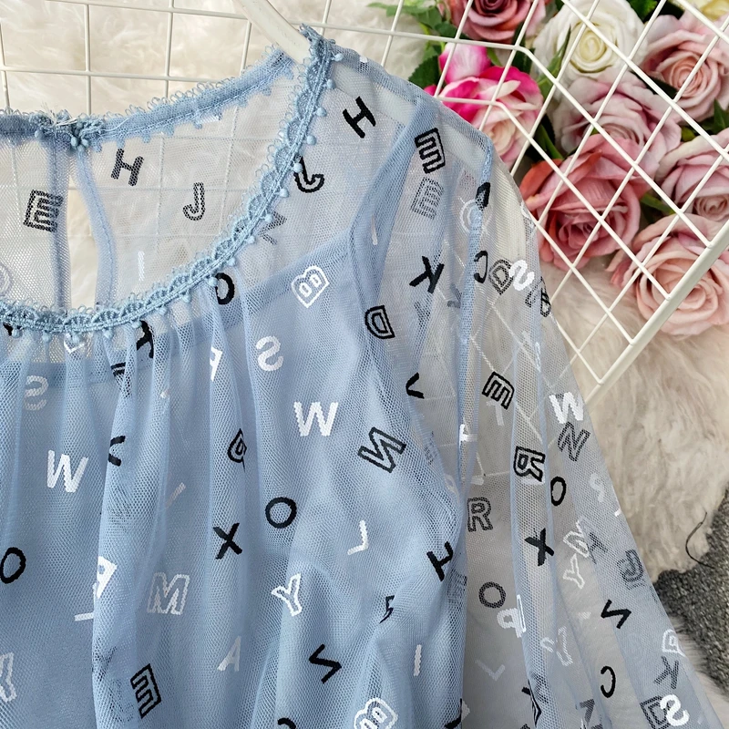 

Sweet Purple/Pink Mesh Midi Dress Autumn Round Neck Long Sleeve High Waist Big Swing Vestidos Casual Dresses Female Autumn 2020