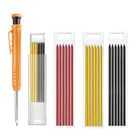 Твердый плотничный карандаш с 6 стержнями, деревообрабатывающий Столярный маркер, встроенная точилка, механический карандаш с глубоким отверстием