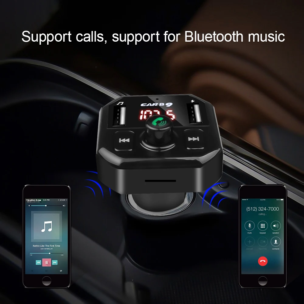 Автомобильное зарядное устройство Kebidu с двумя USB портами Bluetooth для телефона FM