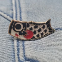 black koi fish flag brooch bag clothes decorative jewelry lapel enamel pin badge for women men gifts 2021 new years day