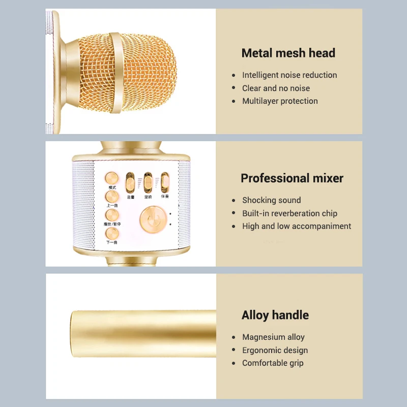 

2020 Bluetooth Karaoke Microphone Wireless Handheld Microphone for Music Playing Singing Speaker Player X85