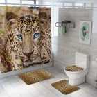 Новая занавеска для душа с леопардовым принтом, четырехсекционный напольный коврик, Набор ковриков для ванной комнаты, креативный мультяшный вход Zerbino