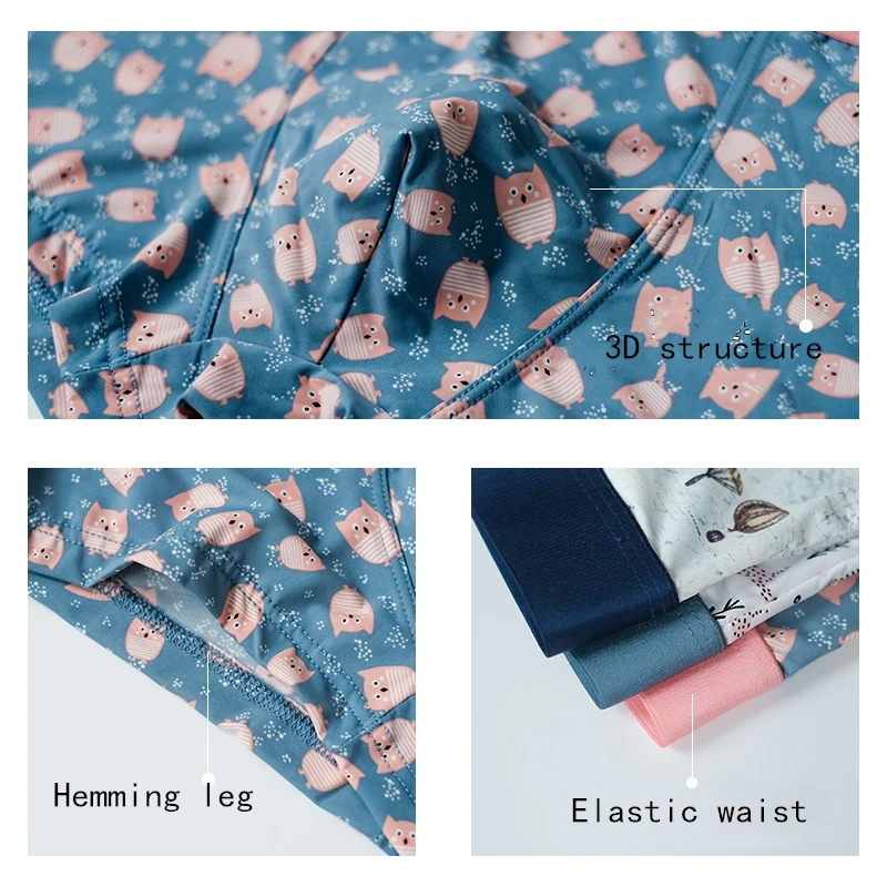 3pcs Men's panties Ice silk underwear boxer shorts no trace fashion personality printing ultra-thin breathable underpants sale