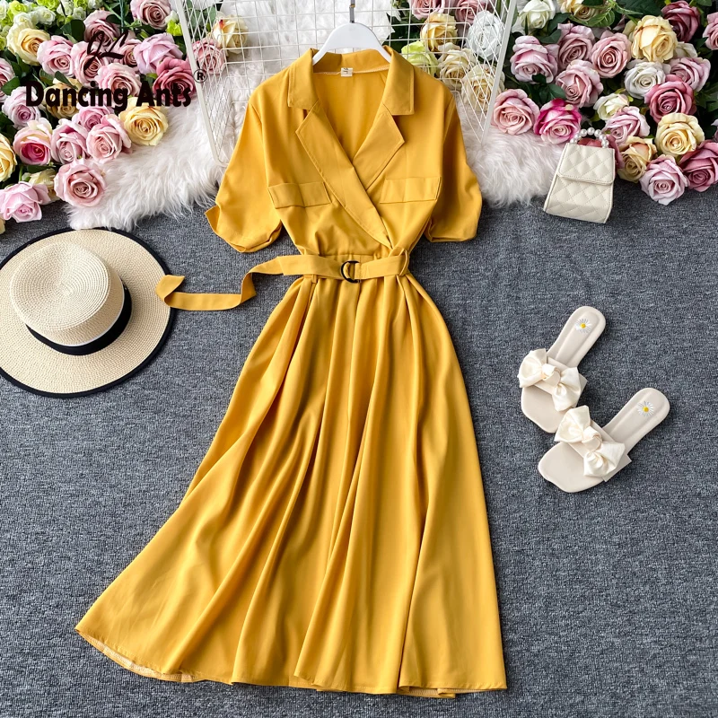 Женское платье с воротником коротким пышным рукавом элегантное размера плюс на