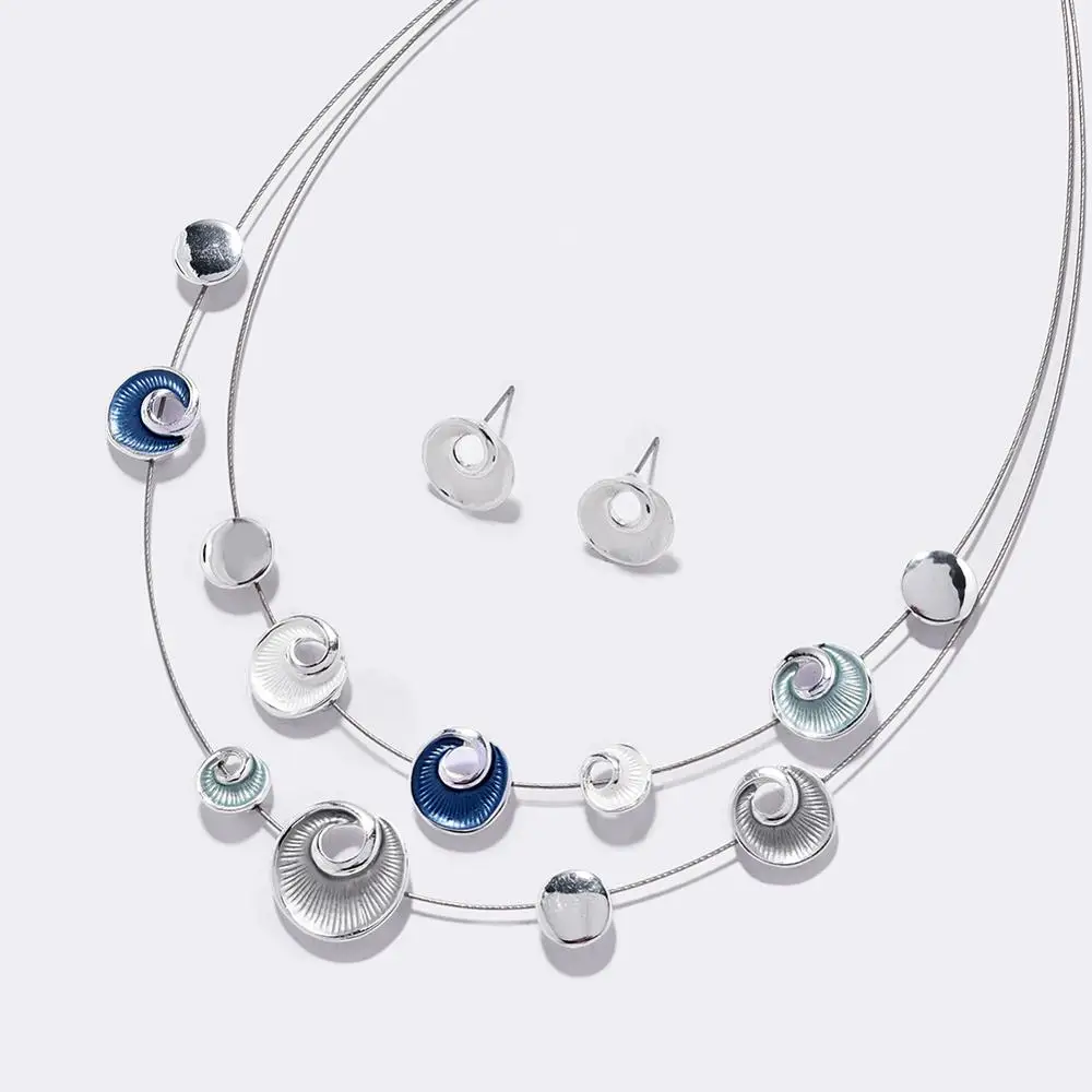 В богемном стиле Многослойные модные серьги и ожерелье Ювелирные наборы для