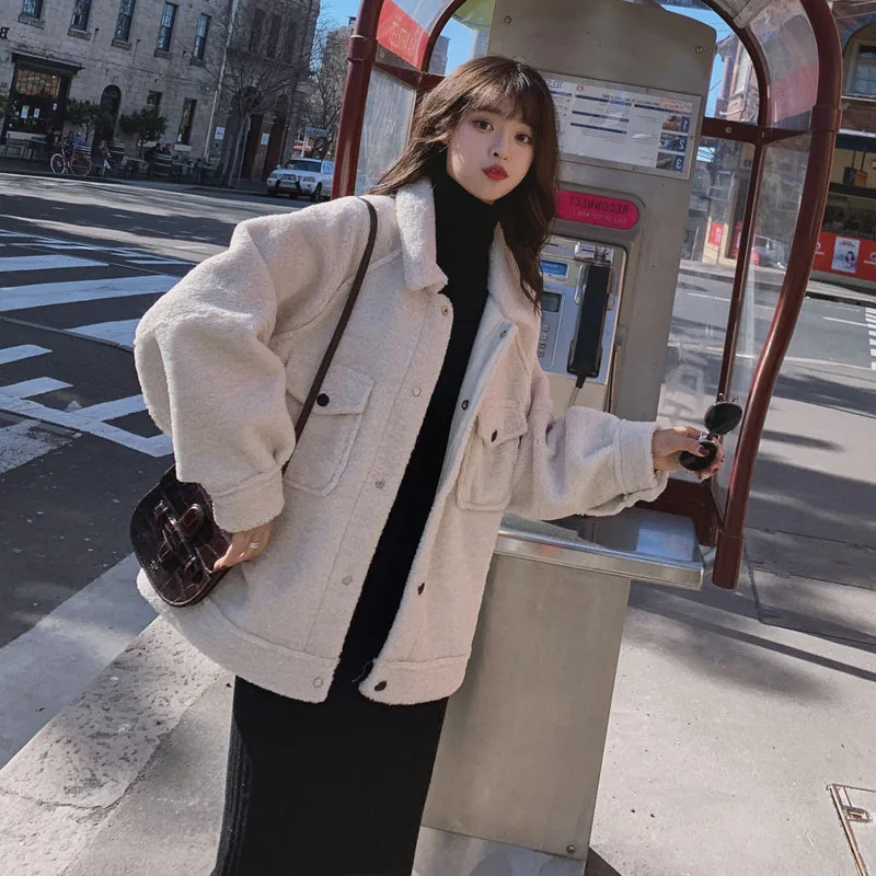 

Lamb wool coat short 2020 autumn and winter new Korean student loose small fur coat female trend L35