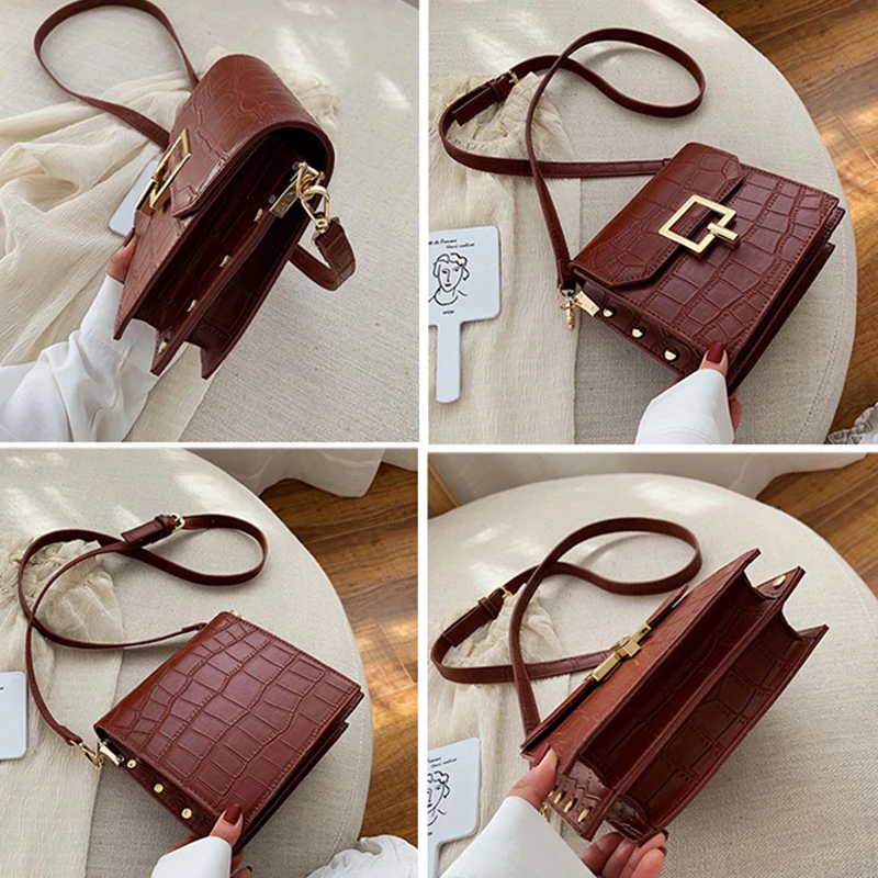 2020 женские сумки через плечо из искусственной кожи с каменным узором сумка