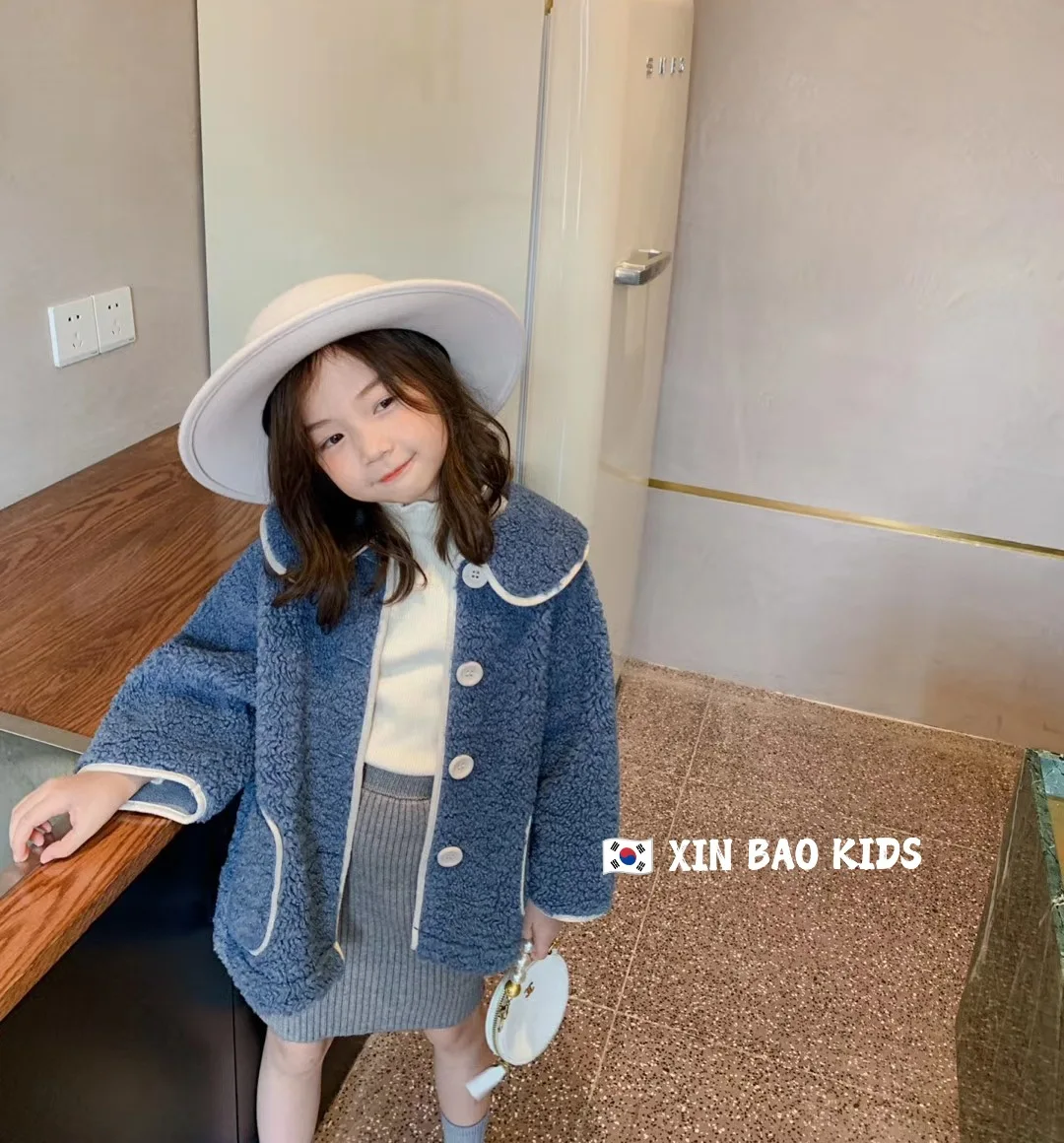 Children's clothing 2020 late autumn new girls thick wool sweater coat medium and small children's mid-length lamb | Детская