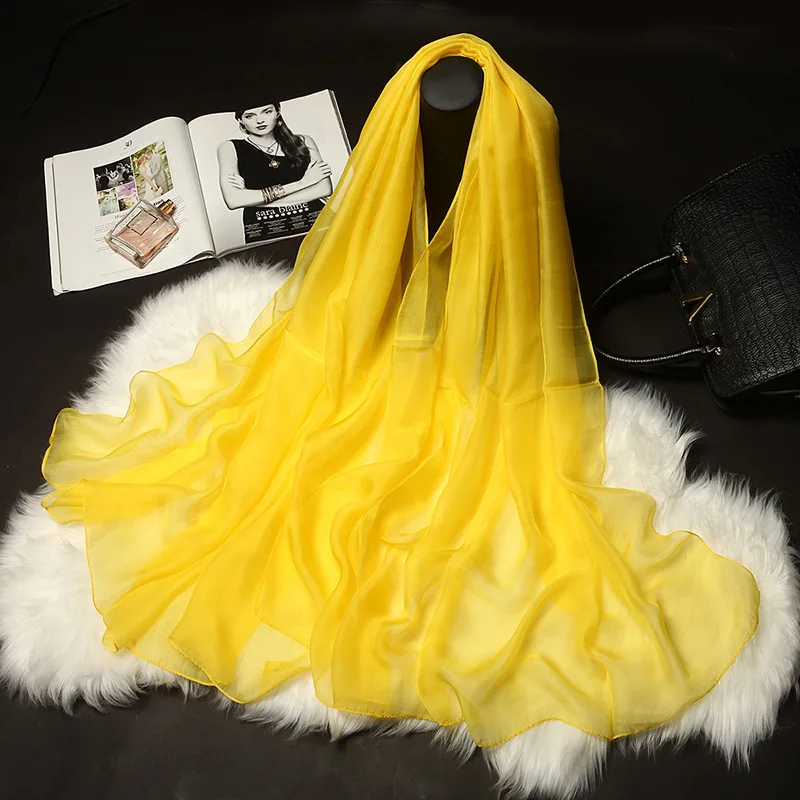 

A120114 Silk Scarf Women's Summer Sunscreen Shawl Scarf Spring Autumn and Winter All-match Super Long Beach Gauze Scarf