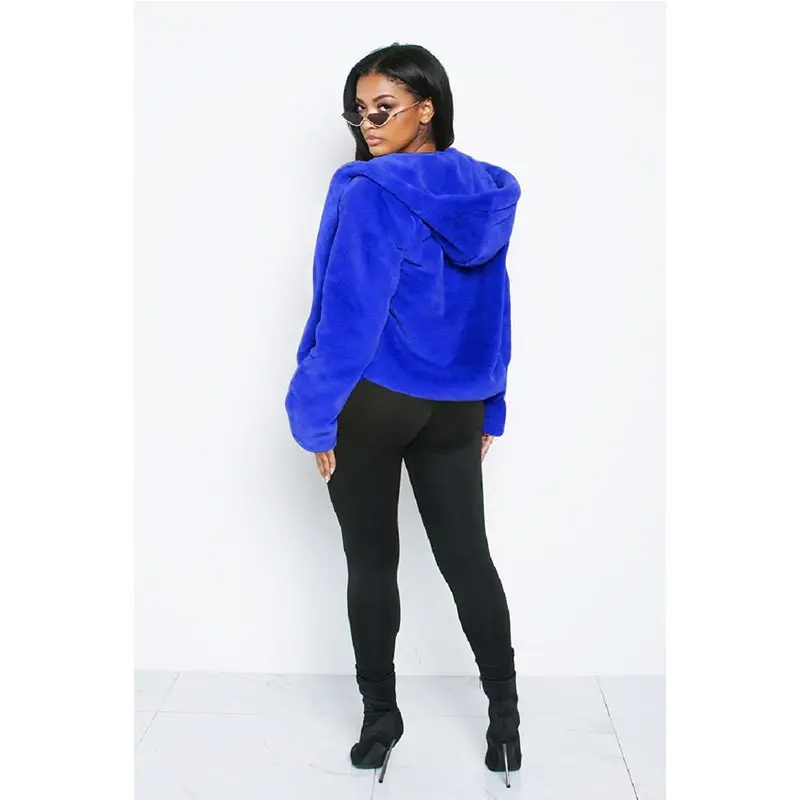 Зимние теплые пушистые пальто из искусственного меха куртки с капюшоном на