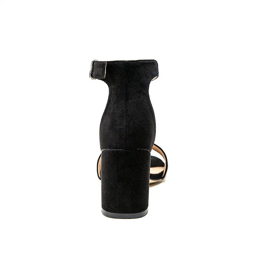 Женские туфли с открытым носком QUTAA серые босоножки из флока на высоком