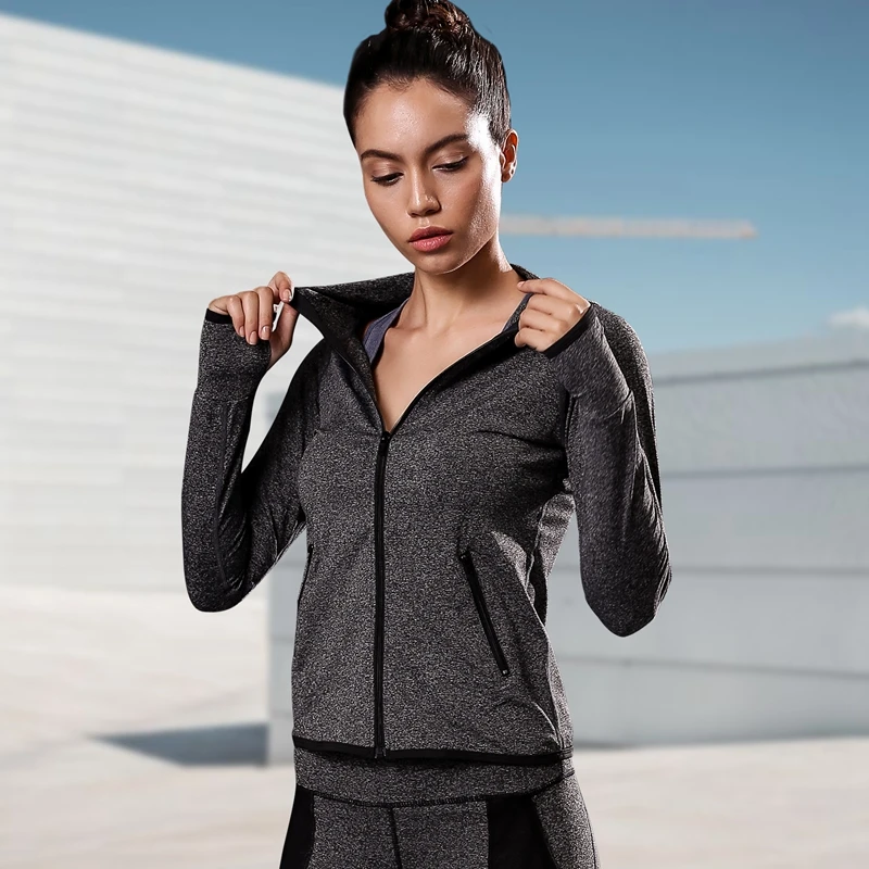 

Gym Yoga Clothes Women Hooded Shirt Fitness Training Clothes Running Yoga Shirt Matching Zipper Quick Drying Shirt