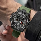 Мужские Аналоговые кварцевые часы SMAEL, светодиодные цифровые водонепроницаемые часы с секундомером, мужские военные часы