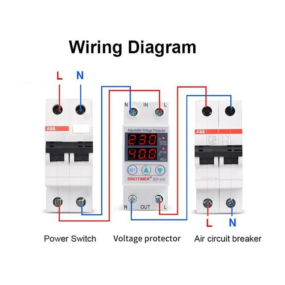 220V интеллигентая (ый) регулируемые над и под Напряжение предельный ток протектор