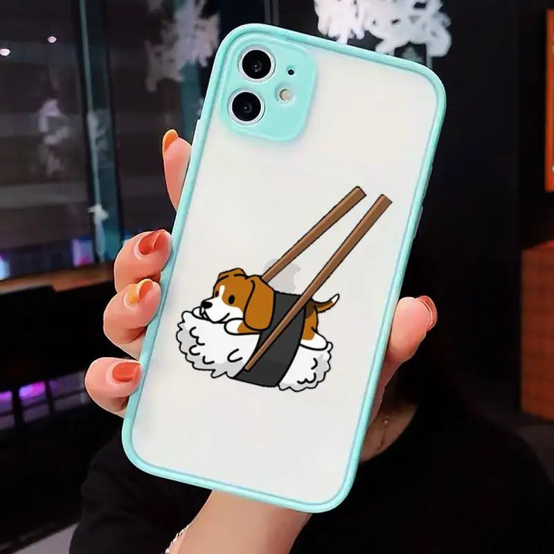 

Cartoon Corgi schnauzer dog Phone Case Matte Transparent For iPhone 12 Mini 11 Pro XR XS Max 7 8 Plus