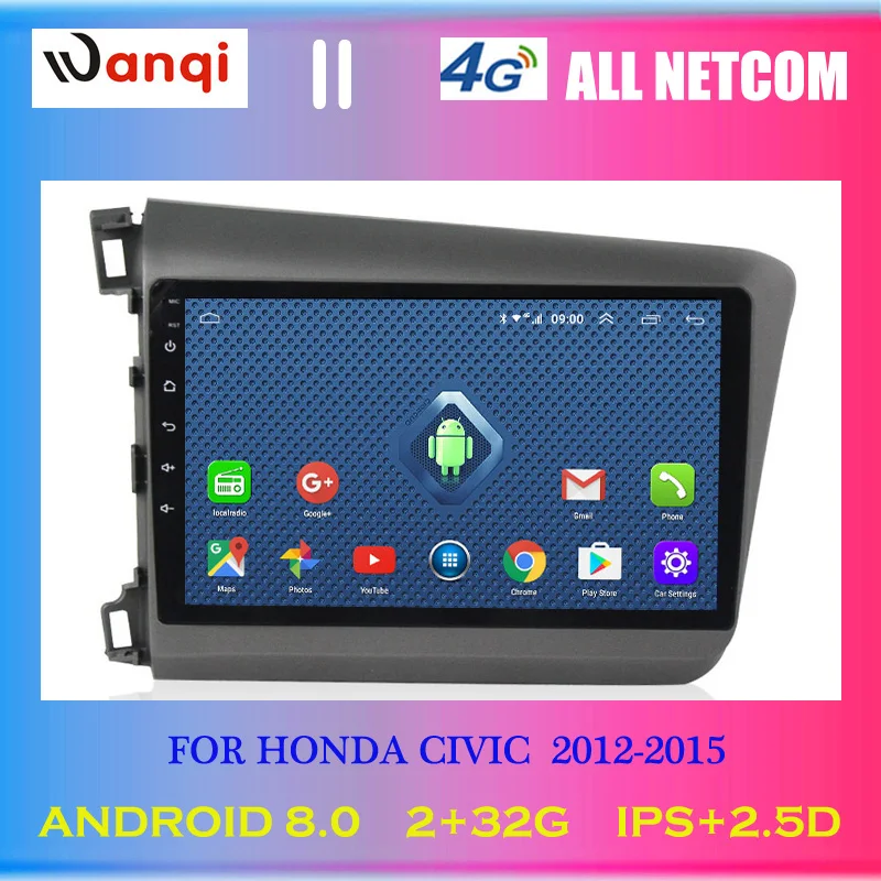 

4G Lte все Netcom 9 дюймов Android 8,0 сенсорный экран автомобильный аудио dvd-плеер для Honda Civic 2012-2015 gps навигация
