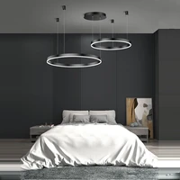 led modern aluminum acryl black lucky ring hanging lamps chandelier lighting lustre suspension luminaire lampen for bedroom