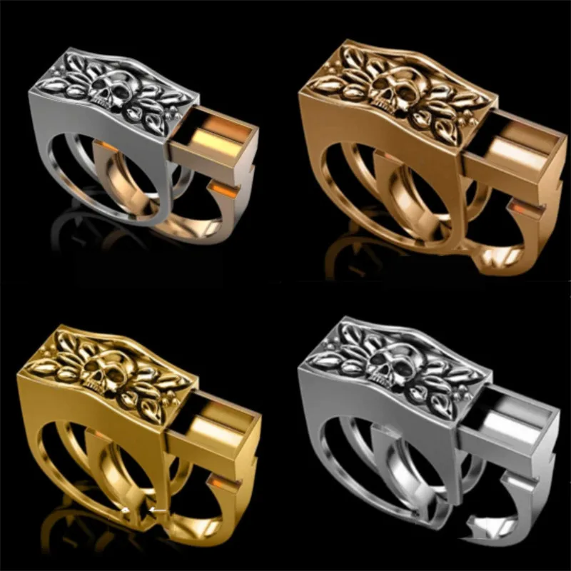 В стиле хип-хоп кольцо с черепом в панк для мужчин геометрическим принтом