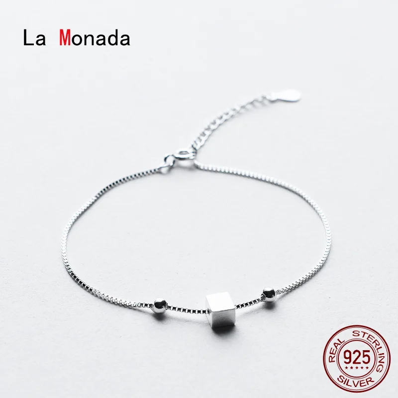 

La Monada Bracelets For Women Silver 925 Sterling Square Box Chain Fine Silver 925 Jewelry For Women's Bracelets Chain Female