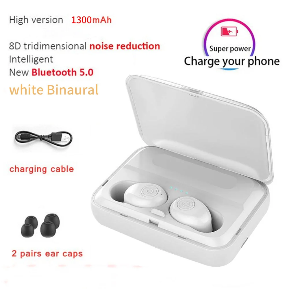 K9-3 White Binaural K9 PK S11 наушники 3500 мАч Внешний аккумулятор Bluetooth 5,0 Беспроводная TWS Спортивная гарнитура музыкальные наушники для iPhone iPad Xiaomi HUAWEI htc - Цвет: K9-3 White Binaural