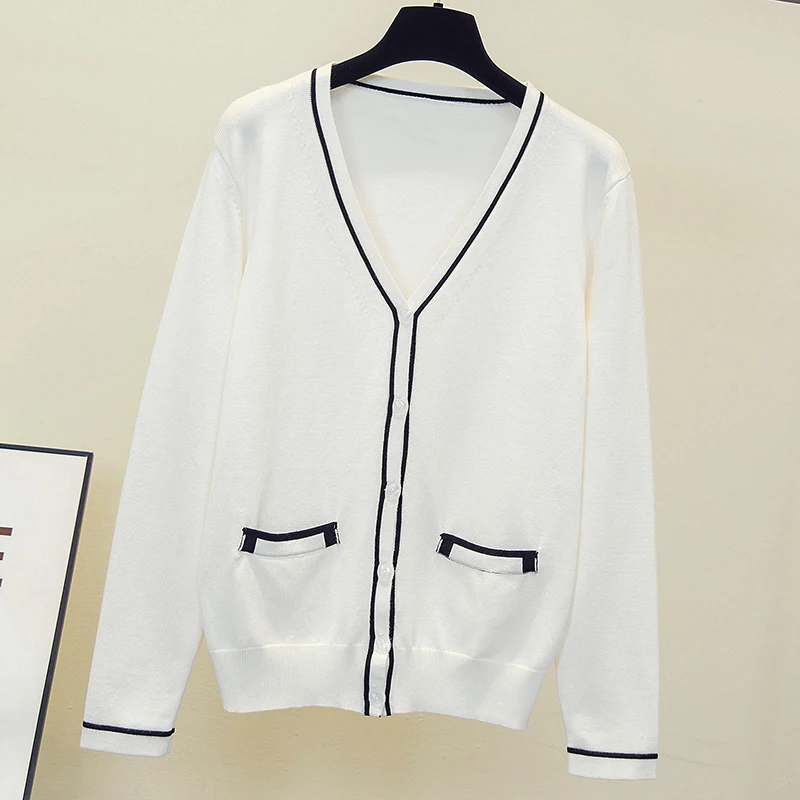 Женский кардиган с V-образным вырезом свободный трикотажный жакет открытым