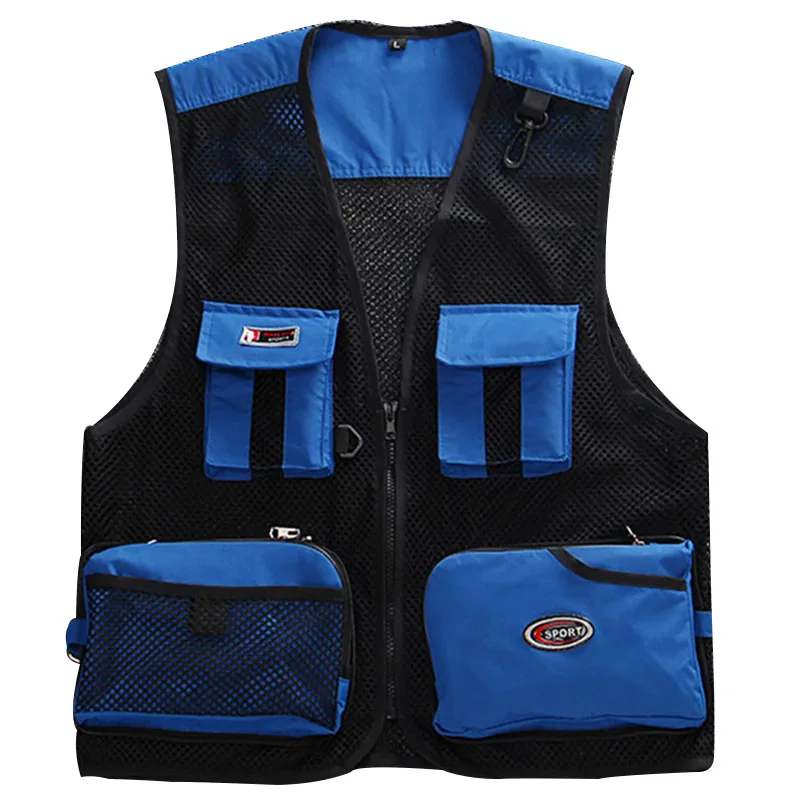 Высококачественный мужской жилет для рыбалки сетчатый на молнии с несколькими