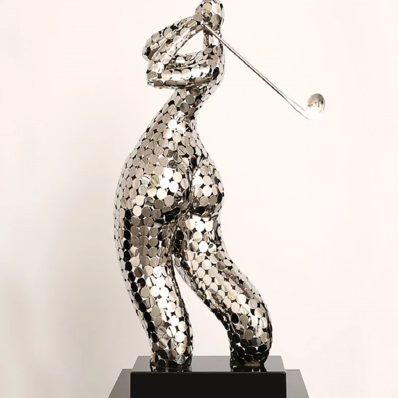 

Abstract figure sculpture hotel sales department lobby decoration golf decoration stainless steel artwork