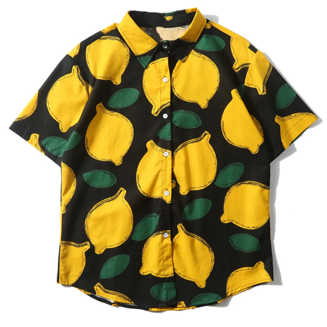 Асимметричная футболка с принтом лимона модные повседневные рубашки коротким