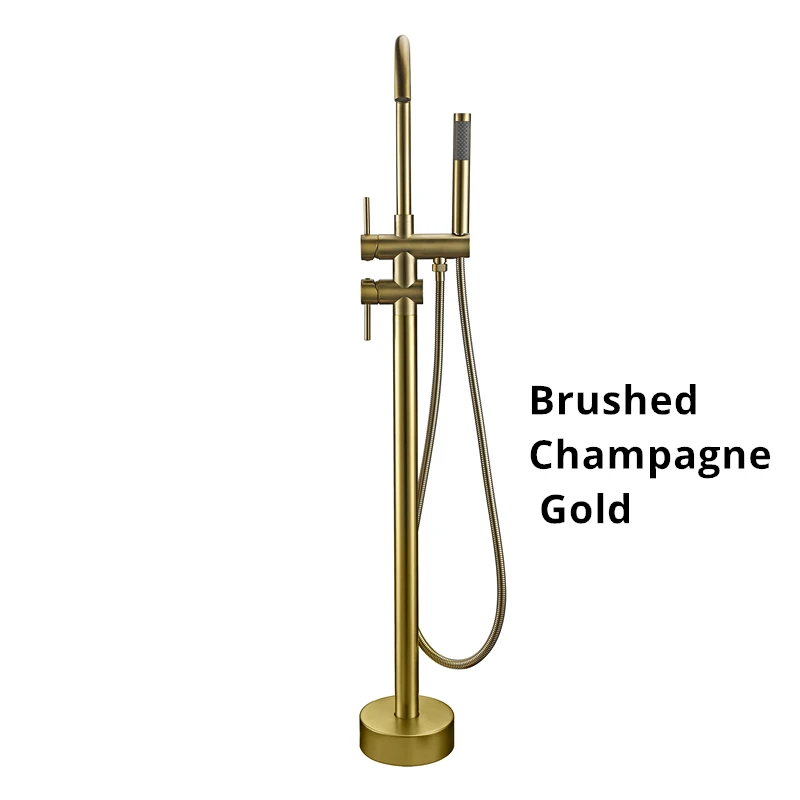 Brush Champagne Gold Черный золотой розовый пол ванной комнаты стенд кран смеситель Одной ручкой кран 360 Вращение Носик с латунный ручной Душ Ванна смеситель для душа - Цвет: Brush Champagne Gold