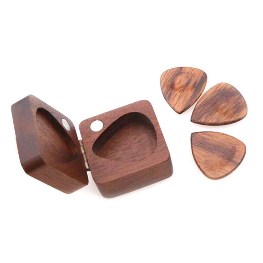 Wooden Guitar Pick Plectrum Storage Box Guitarra Picks Holder Container Display Case Gift Accessories | Спорт и развлечения