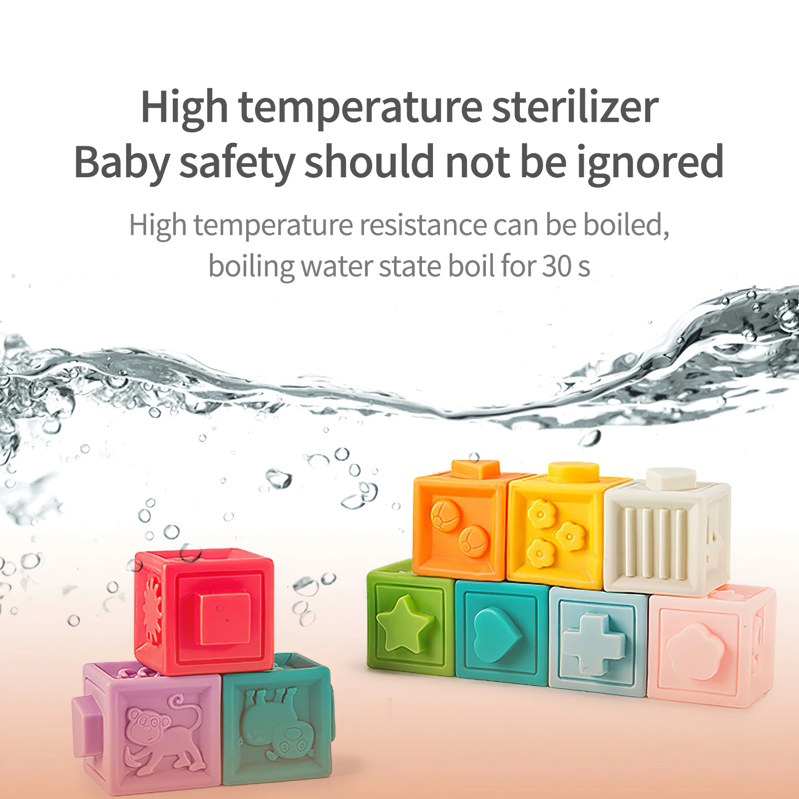 10pcs Baby Sensory Toys Building Silicone Blocks Grasp Toy 3D Plastic Soft Ball Kid Rubber Bath Cube | Игрушки и хобби