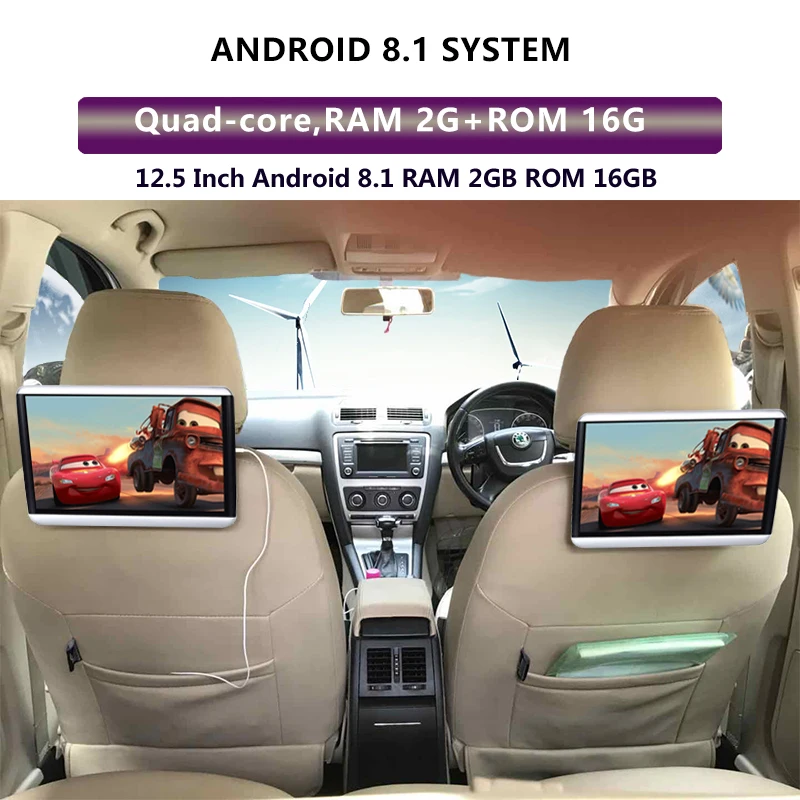 Монитор на подголовник автомобиля 12 5 дюйма Android 8 1 4K 1080P 1920*1200