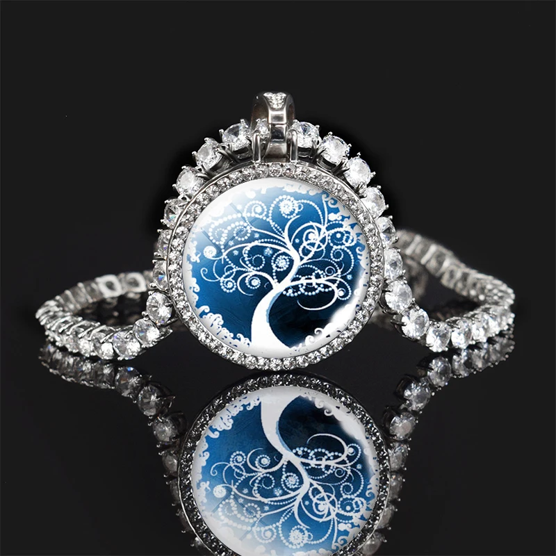 Ожерелье Древо жизни с французским цирконием цепочка кристаллами ожерелье для