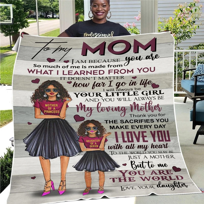 

С надписью Mom I Love You дочери для мамы и дочки фланель Одеяло 3D принт домашнего офиса Пеший Туризм Пикник толстый Стёганое одеяло для диван кро...