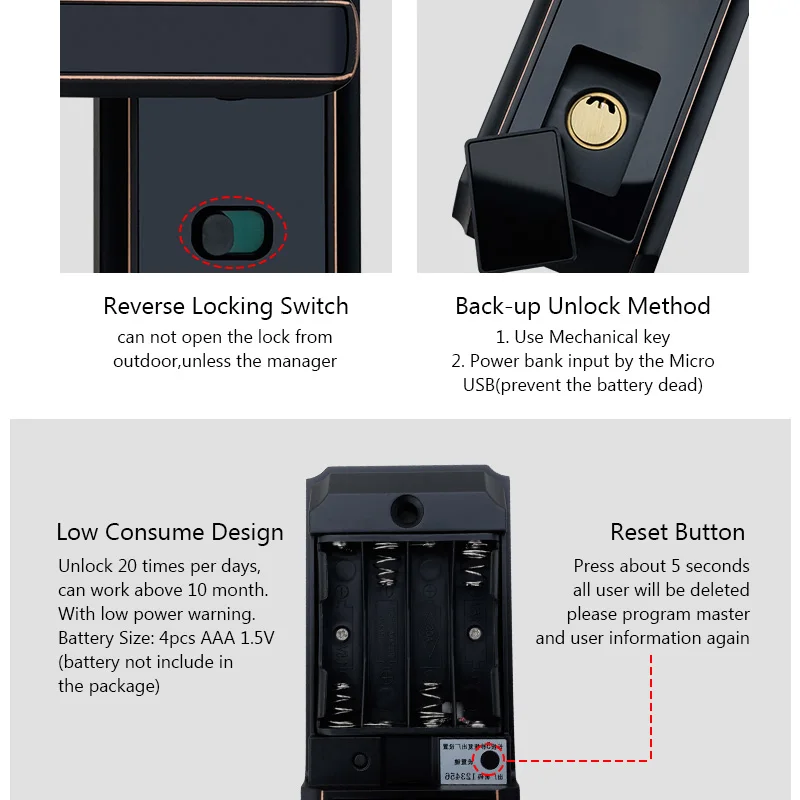 GATERIG замок отпечатков пальцев внутри двери Умный домашний безопасности